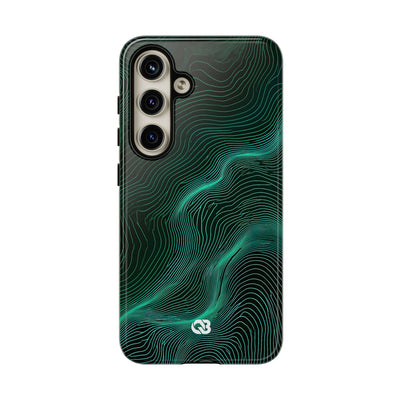 Teal Tough Phone Case for Samsung - Neon Jade Contour