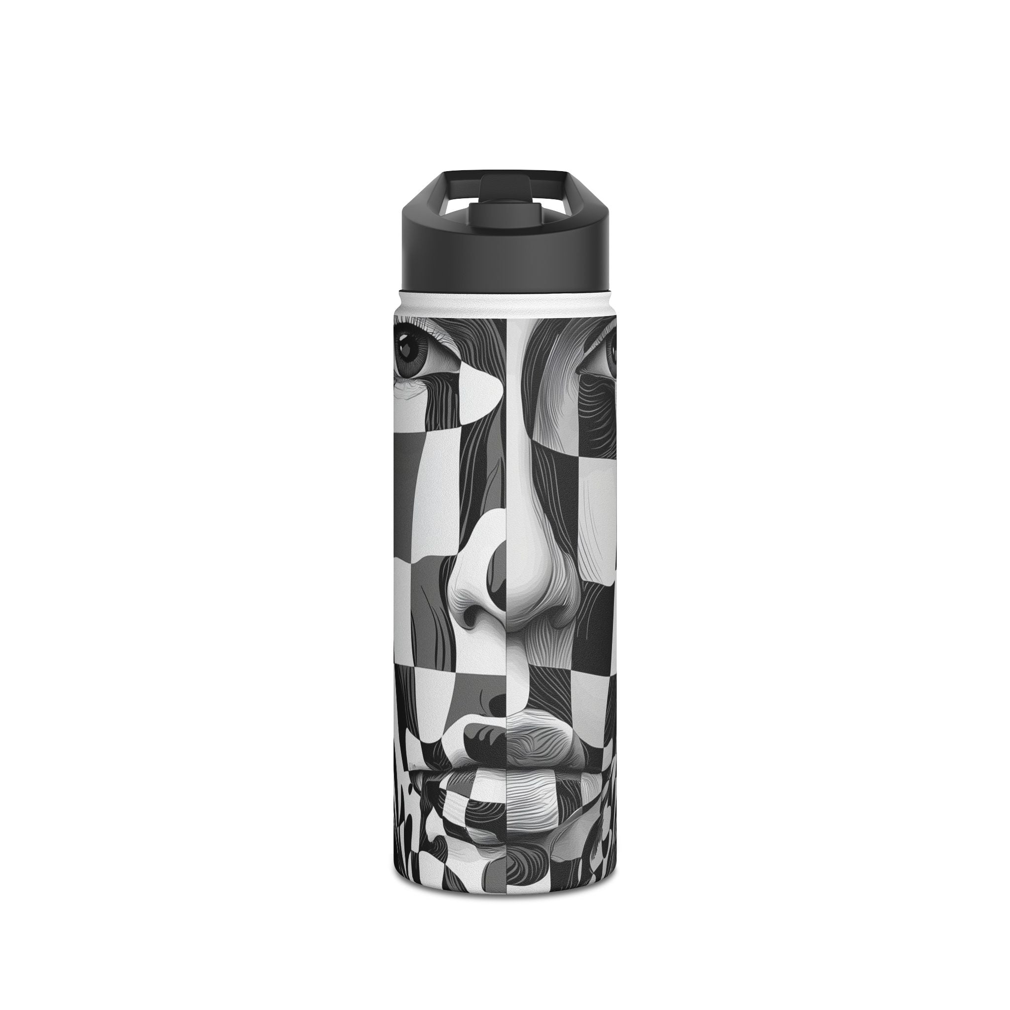 Mirrored Checkerboard Face - Stainless Steel Water Bottle