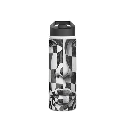 Mirrored Checkerboard Face - Stainless Steel Water Bottle
