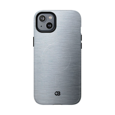 Silver Tough 2.0 Magsafe Phone Case for iPhone - Satin Chrome Grain