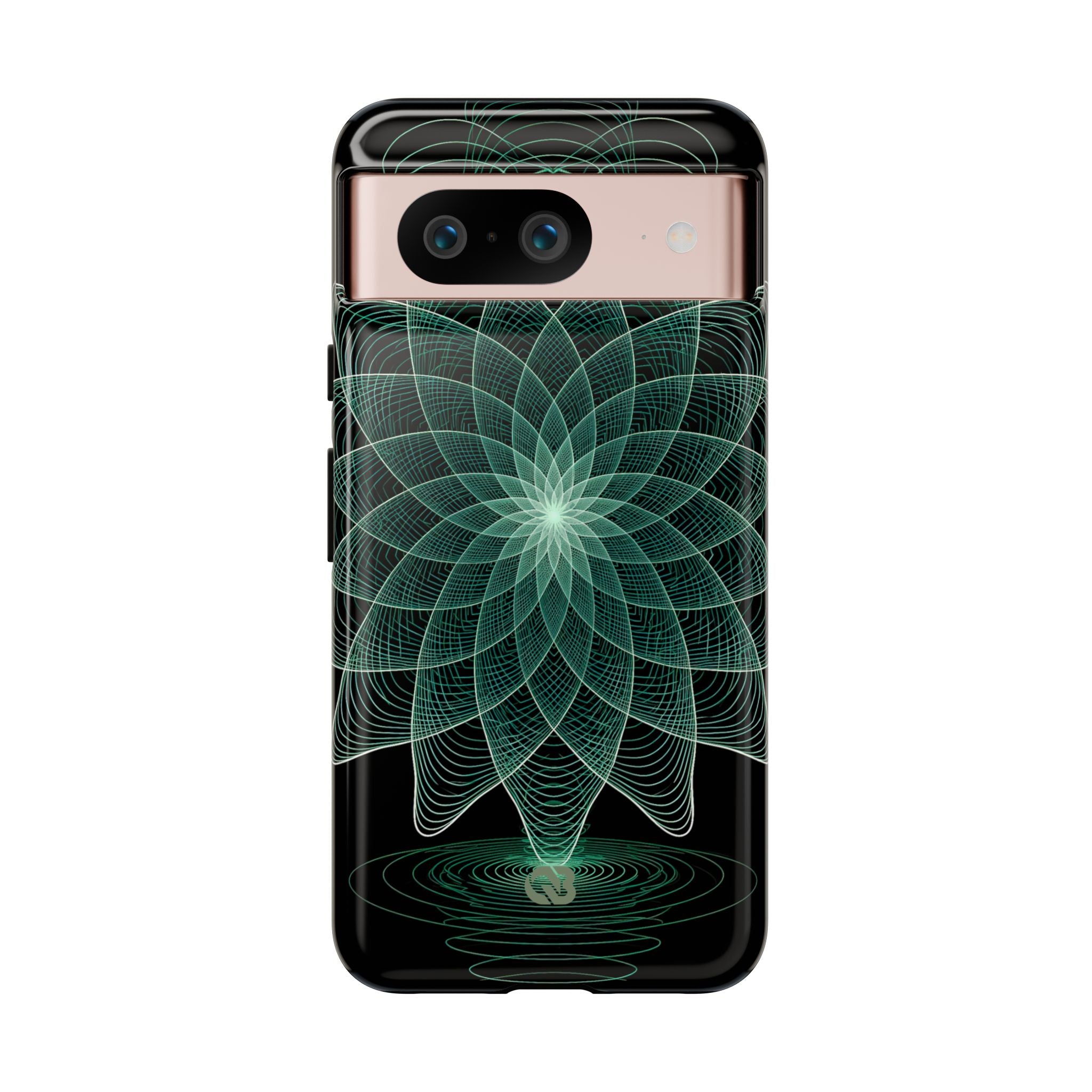 Green Tough Phone Case for Google Pixel - Cyan Signal Bloom