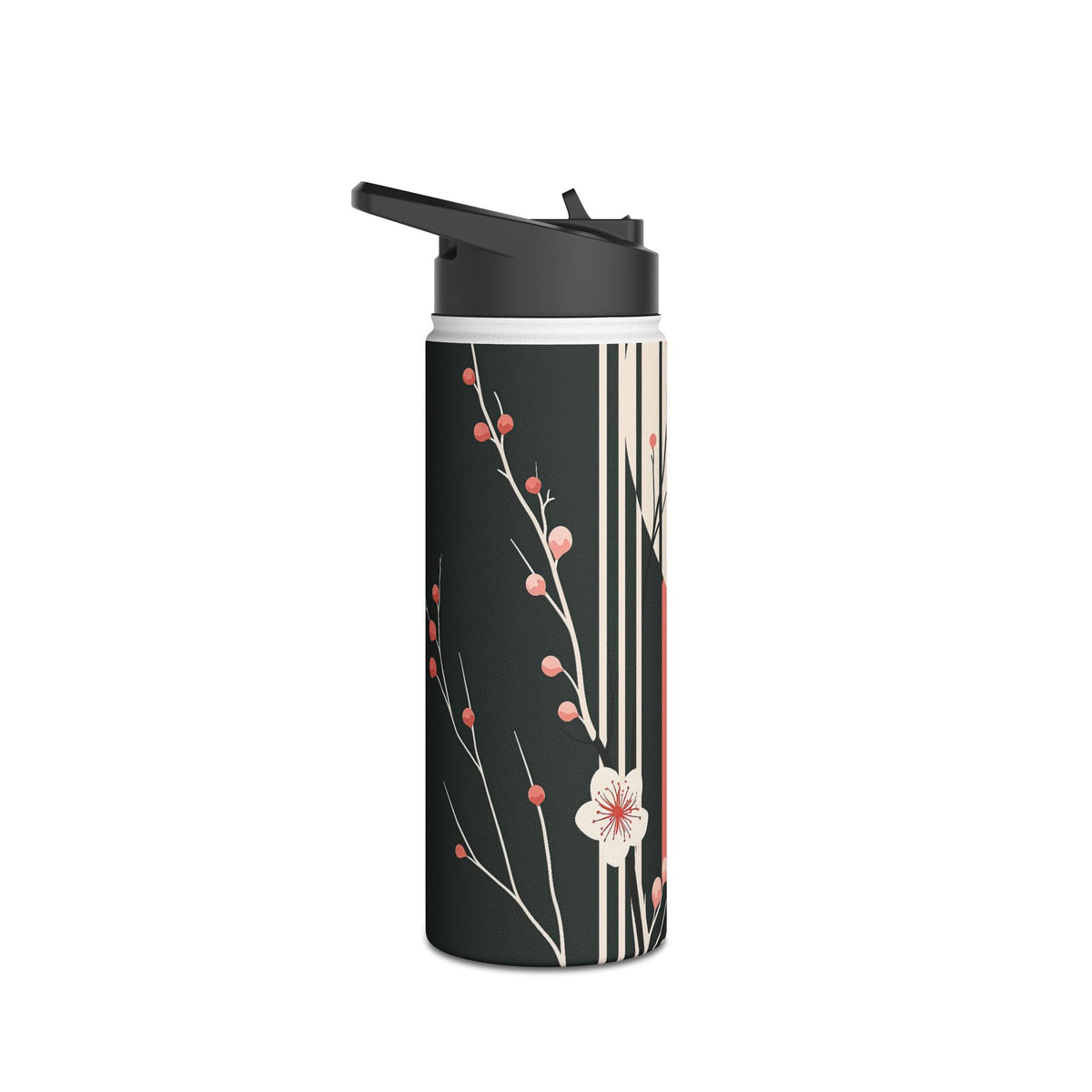Nocturne Sakura Branch · Insulated Water Bottle · Black