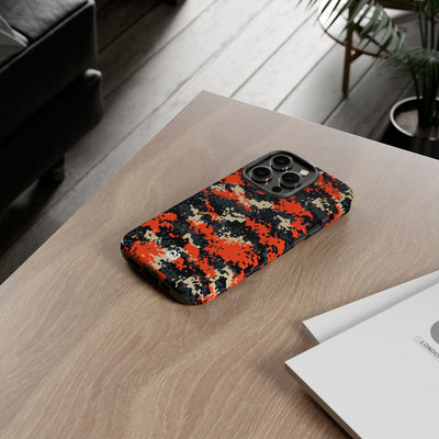 Signal Pixel Camo · Tough Phone Case for iPhone · Orange