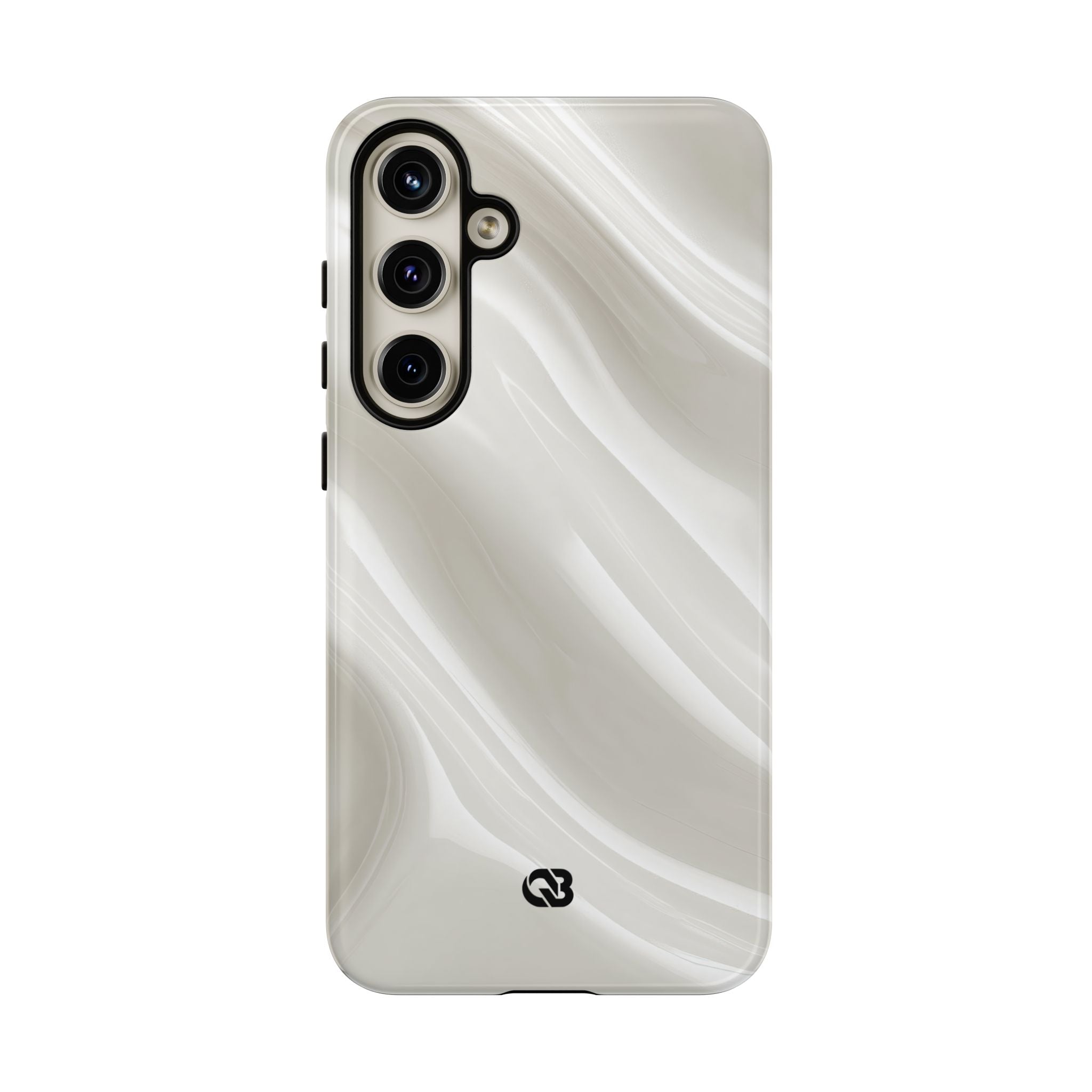 White Tough Phone Case for Samsung - Polished Ivory Wave