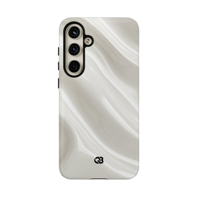 White Tough Phone Case for Samsung - Polished Ivory Wave