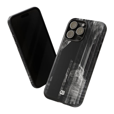 Black Tough Phone Case for iPhone - Ghost Urban Wireframe