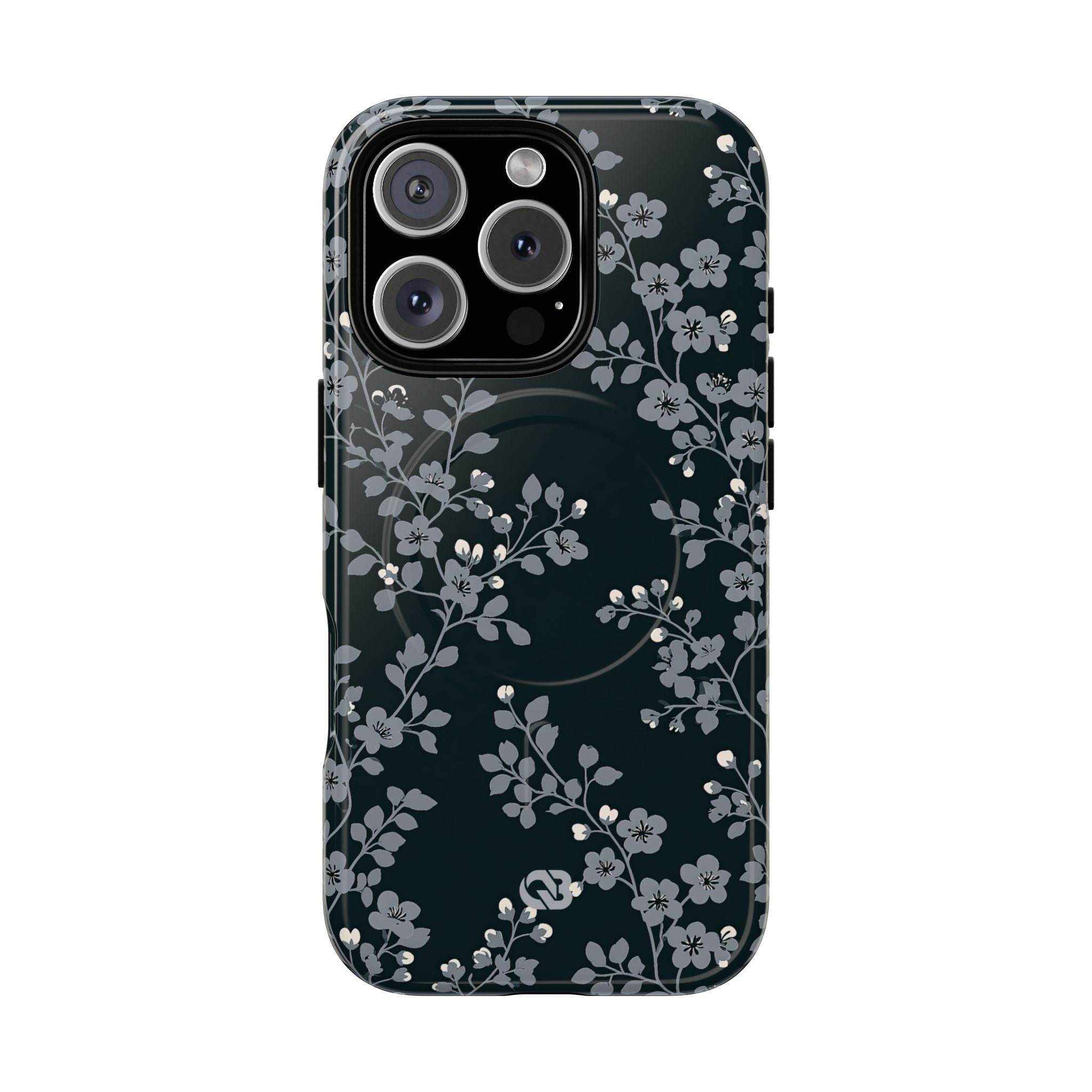 Black Tough 2.0 Magsafe Phone Case for iPhone - Midnight Slate Blossom