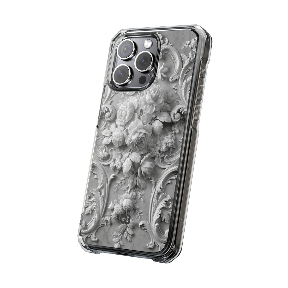 Rococo Marble Rose · Clear Impact Magnetic Phone Case for iPhone · White