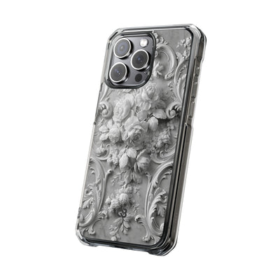 Rococo Marble Rose · Clear Impact Magnetic Phone Case for iPhone · White