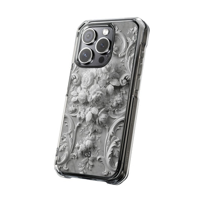 Rococo Marble Rose · Clear Impact Magnetic Phone Case for iPhone · White