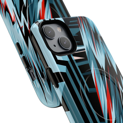 Blue Tough 2.0 Magsafe Phone Case for iPhone - Glitch Peak Cyan