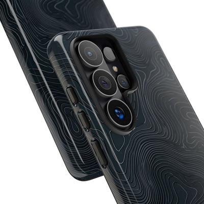 Black Tough Phone Case for Samsung - Obsidian Ridge Topo