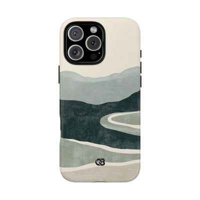 Green Tough Phone Case for iPhone - Misty Sage Valley