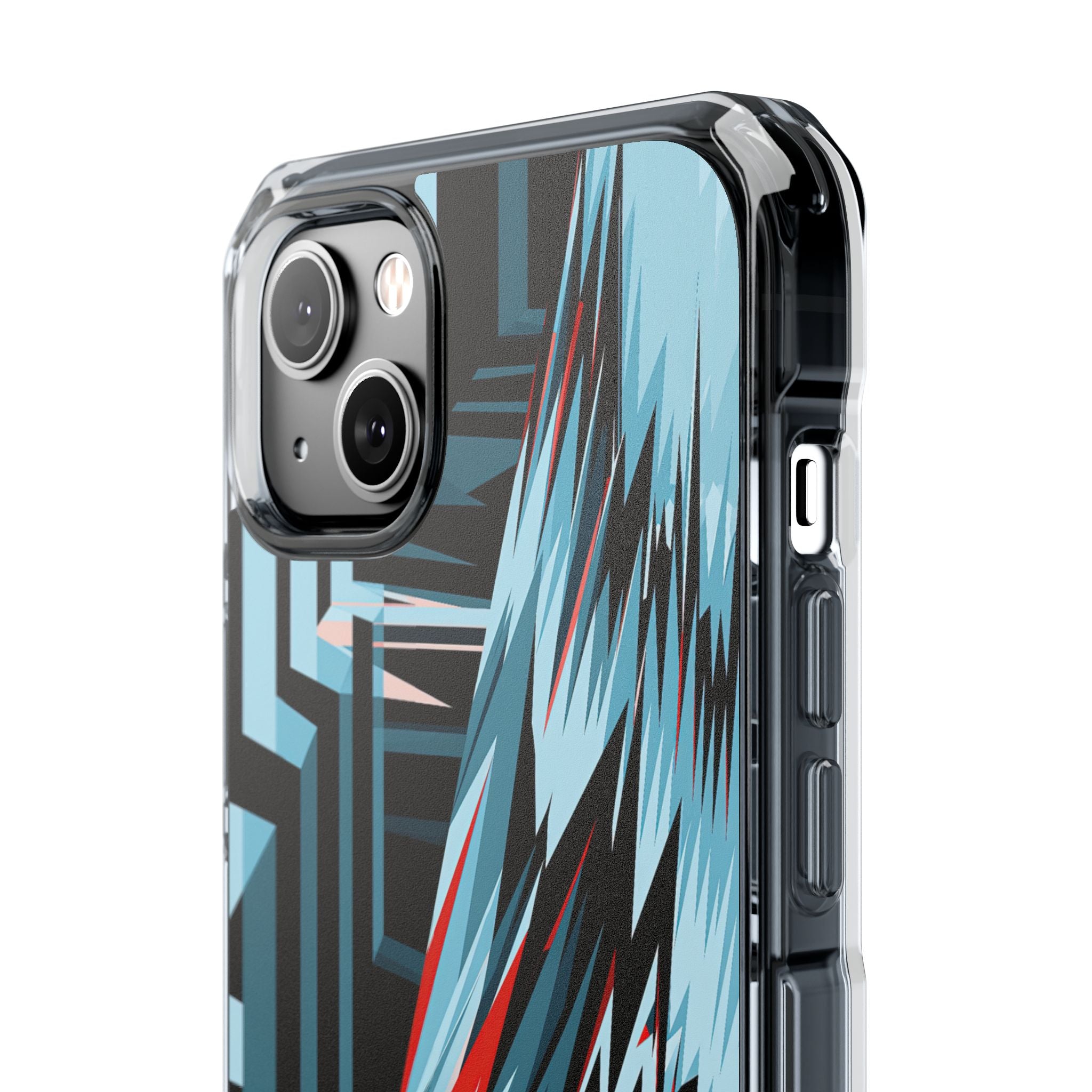 Blue Impact MagSafe Phone Case for iPhone - Glitch Peak Cyan