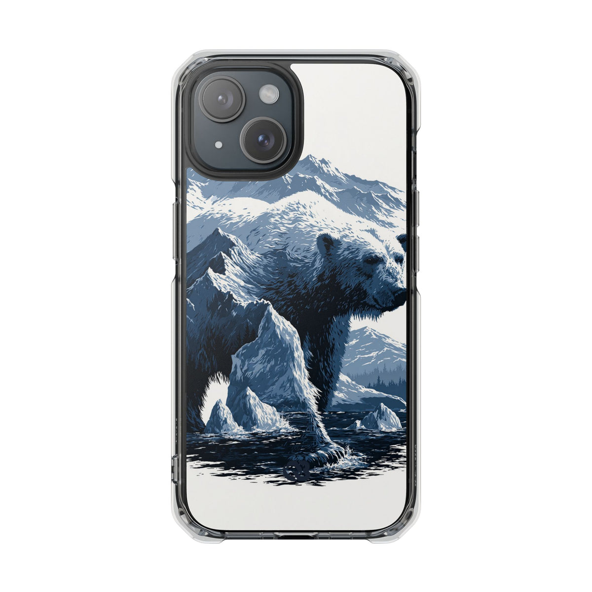 Fjord Summit Bear · Clear Impact Magnetic Phone Case for iPhone · Blue