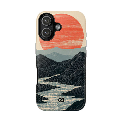 Beige Tough Phone Case for iPhone - Crimson Ridge Flow