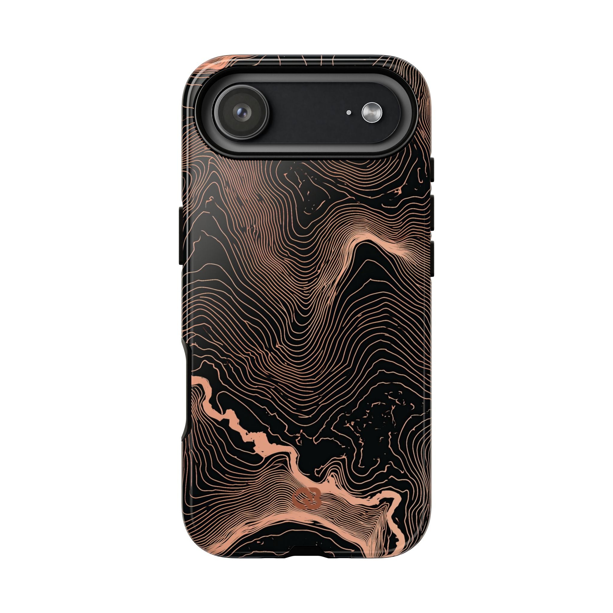 Orange Tough Phone Case for iPhone - Salmon Ridge Topo