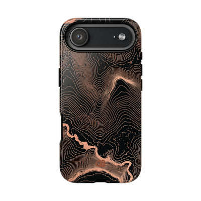 Orange Tough Phone Case for iPhone - Salmon Ridge Topo