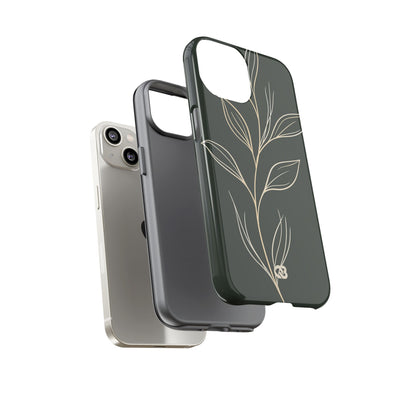 Minimal Botanical Stem · Tough Phone Case for iPhone · Green