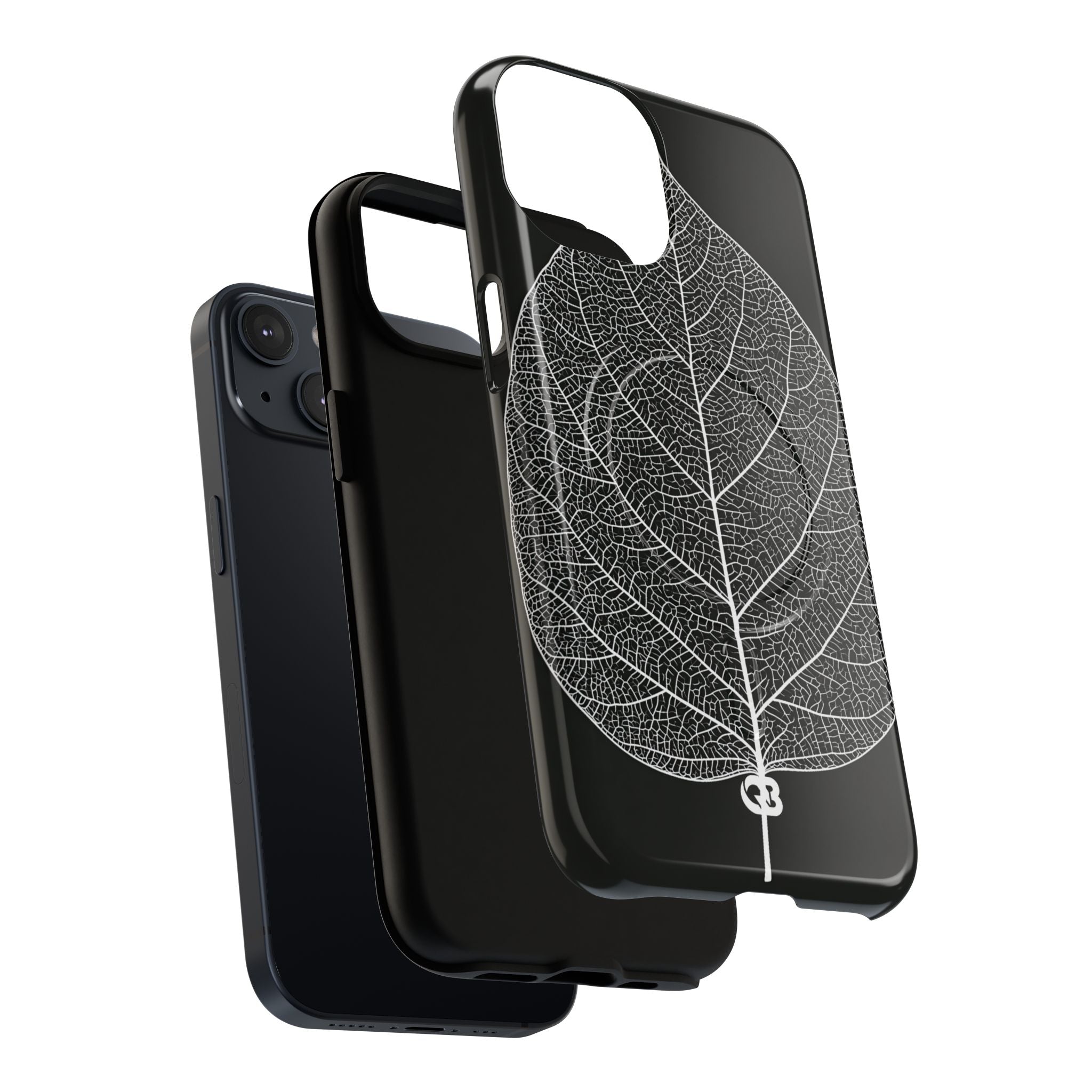 Black Tough 2.0 Magsafe Phone Case for iPhone - Bleached Leaf Lattice