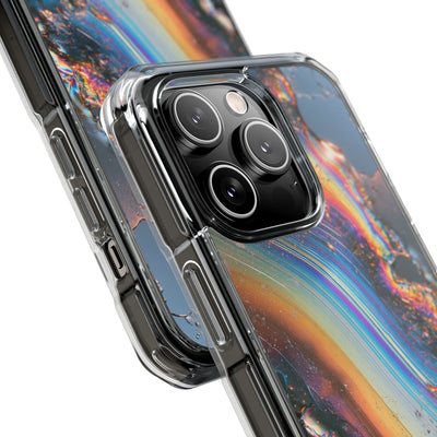 Prismatic Aura Flow · Clear Impact Magnetic Phone Case for iPhone · Blue