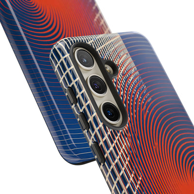 Blue Tough Phone Case for Samsung - Orange Orbit Grid