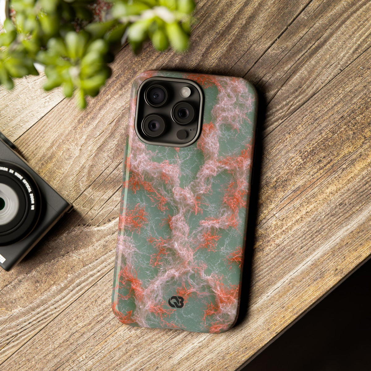 Coral Pixel Matrix · Tough Phone Case for iPhone · Green
