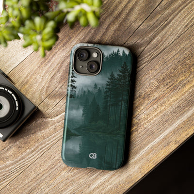 Green Tough Phone Case for iPhone - Misty Evergreen Mirror