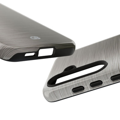 Grey Tough Phone Case for Samsung - Brushed Industrial Steel