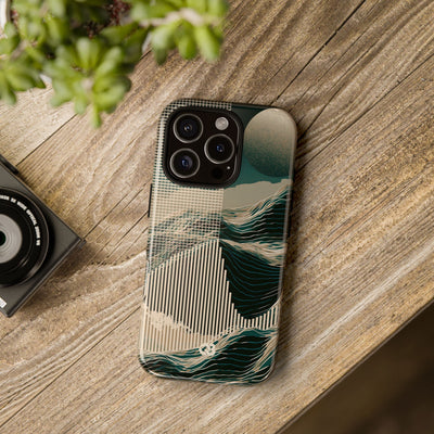 Green Tough Phone Case for iPhone - Lunar Moss Topography