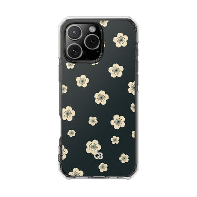 Teal Impact MagSafe Phone Case for iPhone - Obsidian Cream Petals