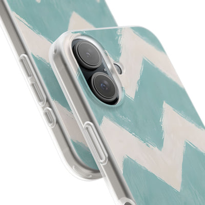 Teal Painted Chevron · Soft Phone Case for iPhone