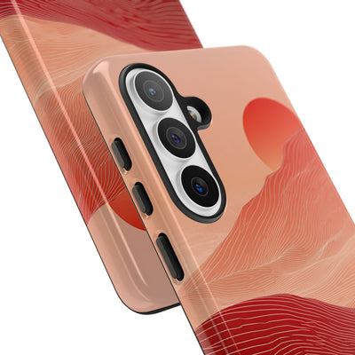 Red Tough Phone Case for Samsung - Crimson Ridge Lines