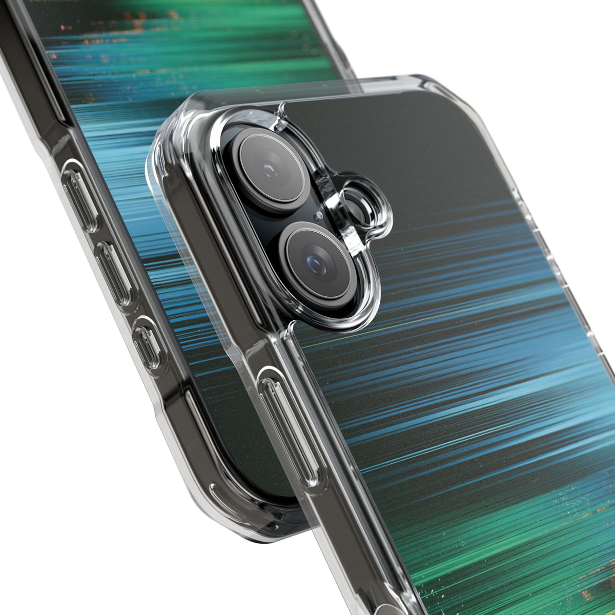 Digital Shoreline Drift · Clear Impact Magnetic Phone Case for iPhone ·  Teal