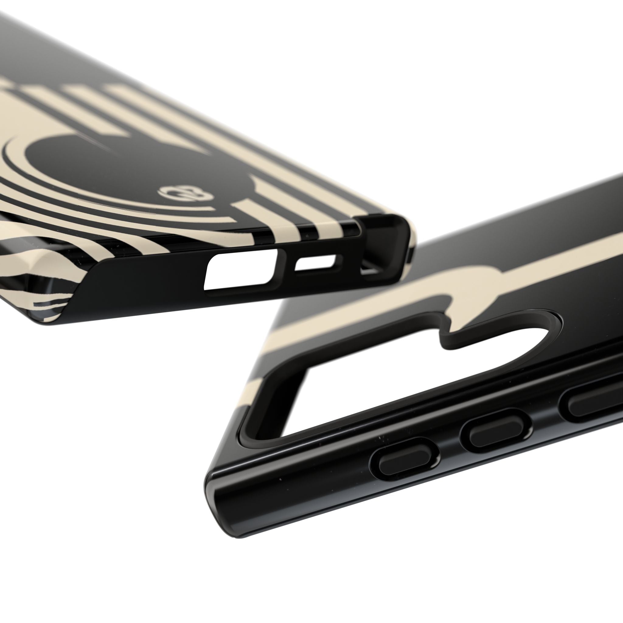 Black Tough Phone Case for Samsung - Ivory Signal Grid