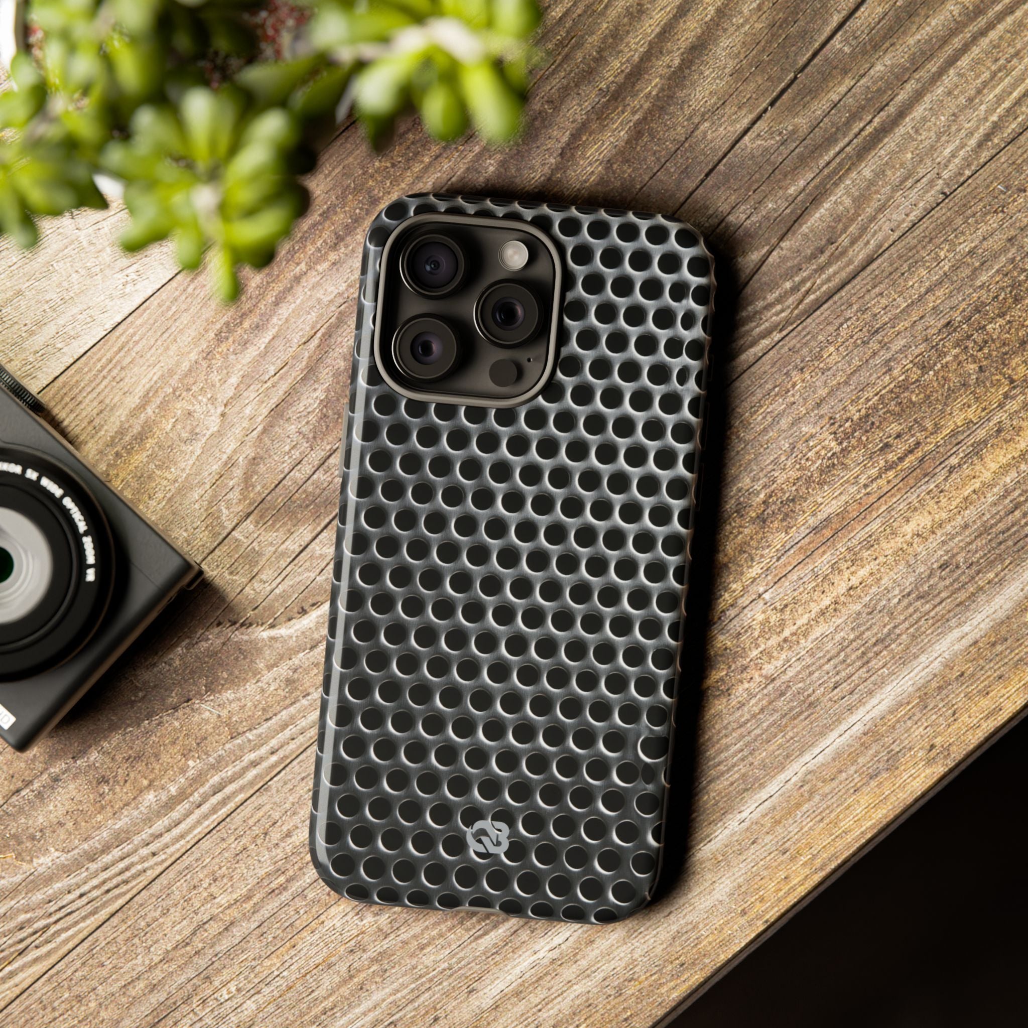 Silver Tough Phone Case for iPhone - Brutalist Steel Mesh