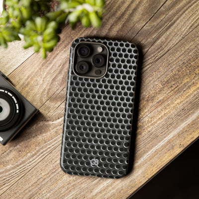 Silver Tough Phone Case for iPhone - Brutalist Steel Mesh