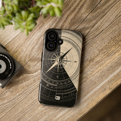 Beige Tough Phone Case for iPhone - Obsidian Nautical Blueprint