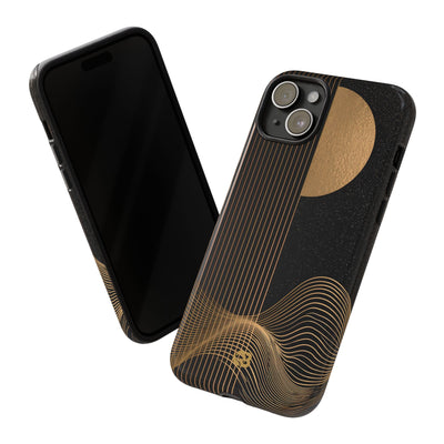 Gold Tough Phone Case for iPhone - Gilded Obsidian Dunes