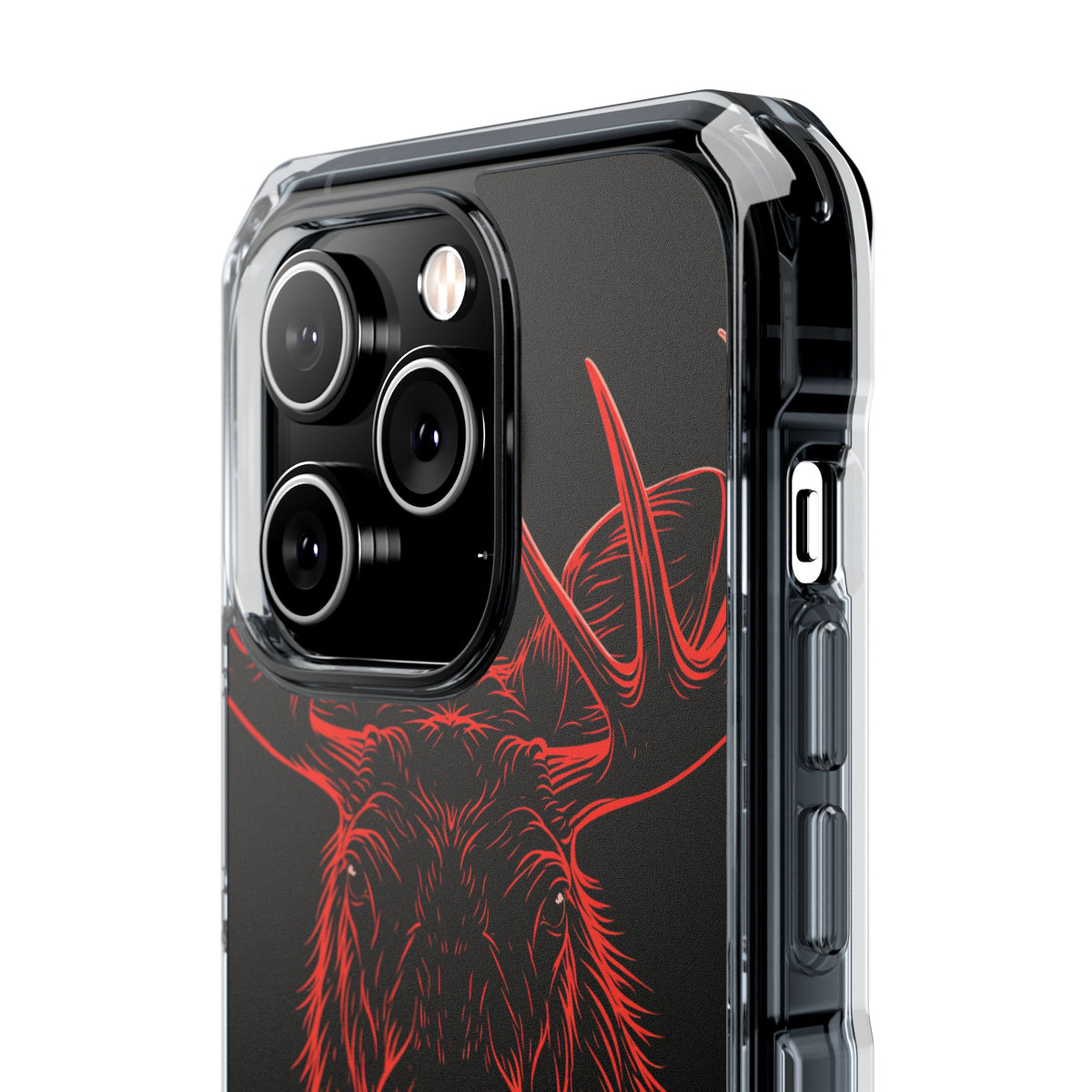 Nordic Moose Contour · Clear Impact Magnetic Phone Case for iPhone ·  Red