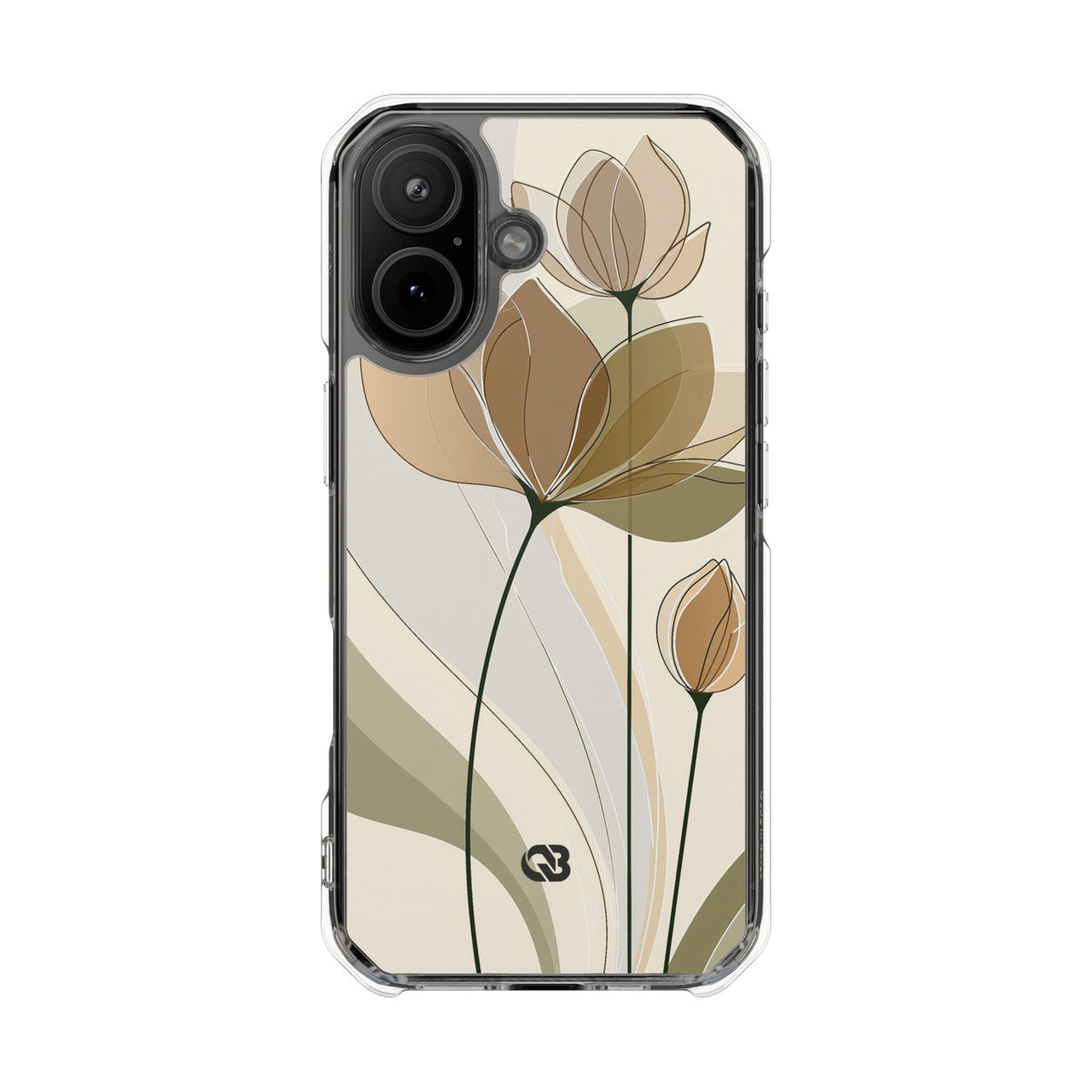 Translucent Petal Contour · Clear Impact Magnetic Phone Case for iPhone ·  Beige