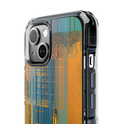 Cyber Glitch Stream · Clear Impact Magnetic Phone Case for iPhone · Teal