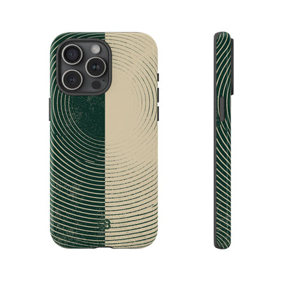 Green Tough Phone Case for iPhone - Evergreen Split Grain