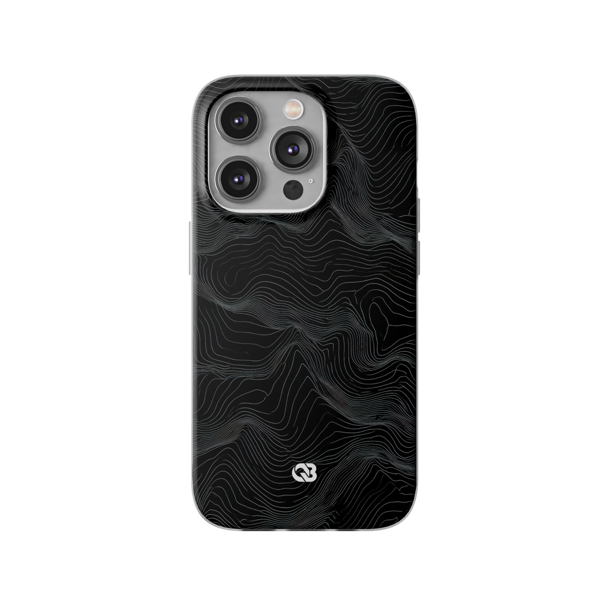 Black Lite Phone Case for iPhone - Obsidian Topo Wireframe