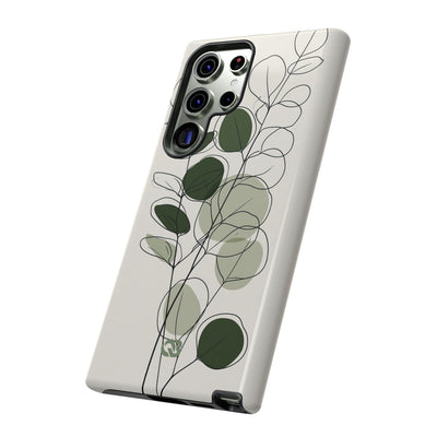 Green Tough Phone Case for Samsung - Muted Eucalyptus Sketch