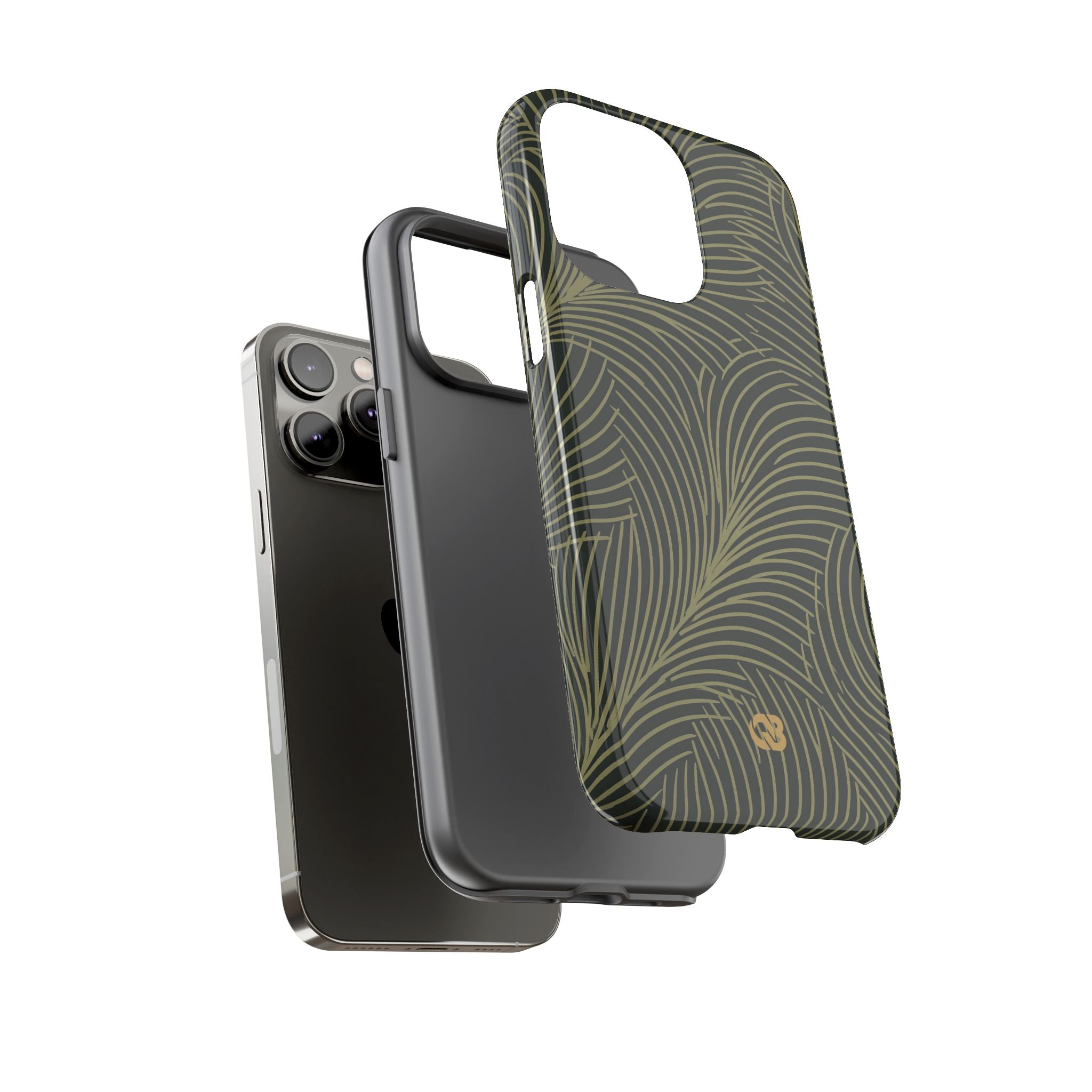 Green Tough Phone Case for iPhone - Dark Olive Plume