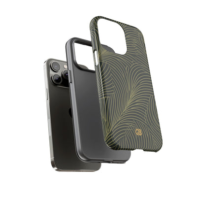 Green Tough Phone Case for iPhone - Dark Olive Plume