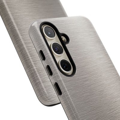 Grey Tough Phone Case for Samsung - Brushed Nickel Linen