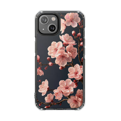 Midnight Sakura Bloom · Clear Impact Magnetic Phone Case for iPhone · Pink