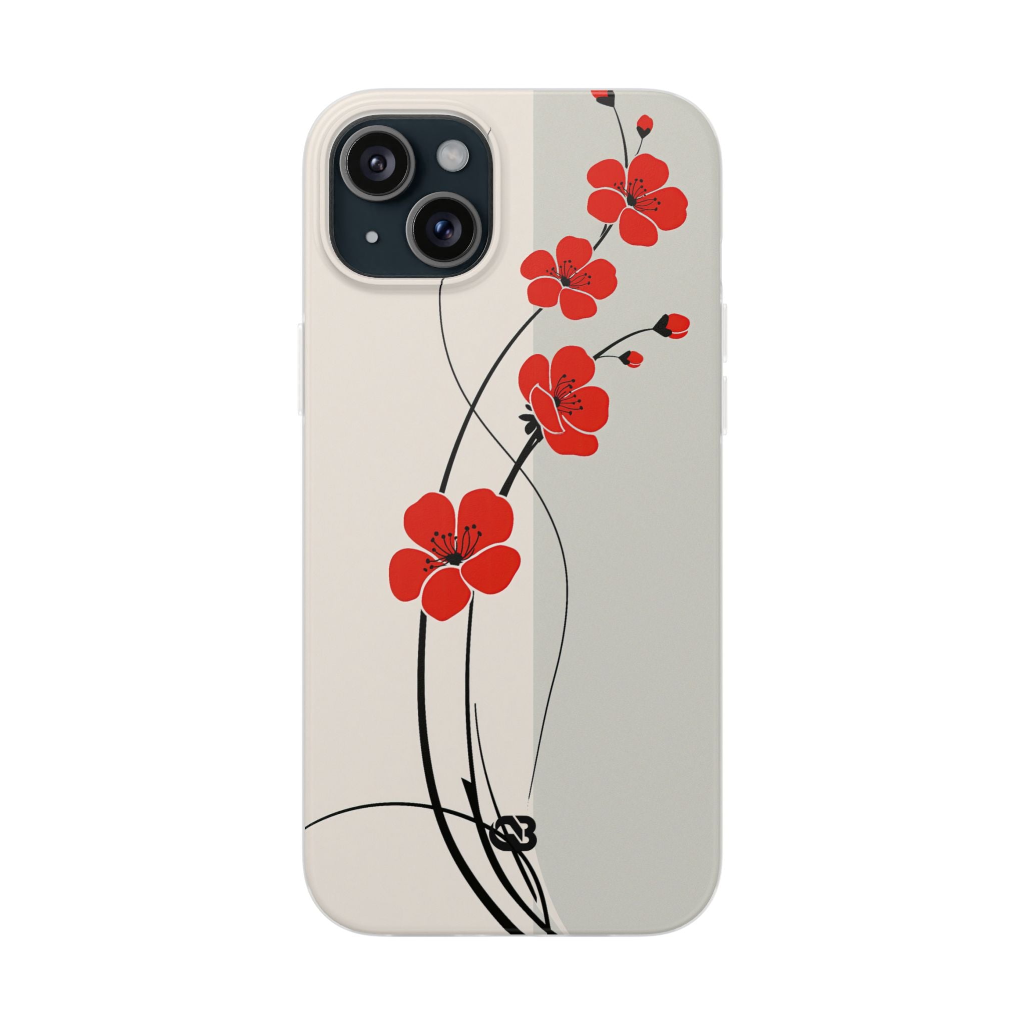 Beige Lite Phone Case for iPhone - Scarlet Ink Petals